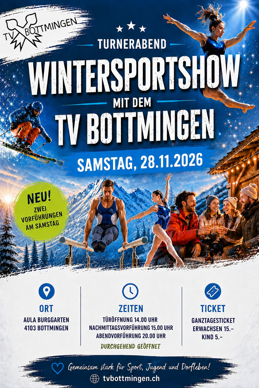 Plakat Turnerabend 2026 Wintersportshow TV Bottmingen